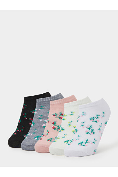 Styli Pack of 5 - Multi-Color Floral Embroidered Ankle Socks