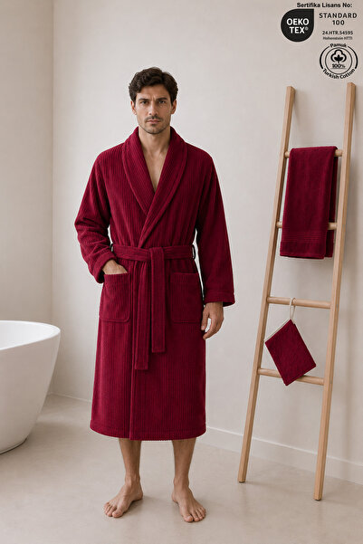 Ellaline Eldy Men's Robe Set, 3 Pieces, 100% Cotton Certified Shawl Collar St...