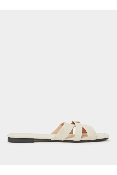 Take Two By Styli Beige Flat Sandals with Buckle Detail