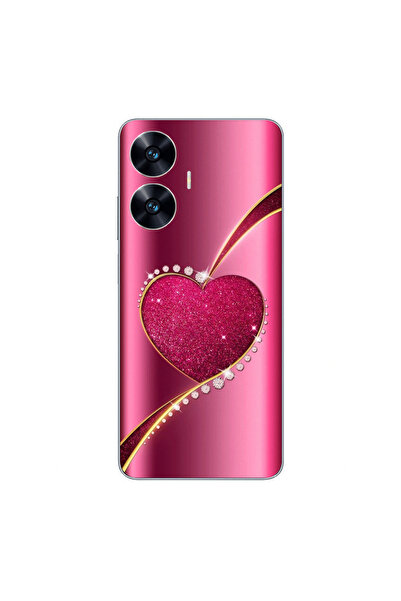 4TECH Θήκη Σιλικόνης Λαμπερή Καρδιά για Realme C 55