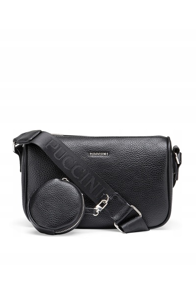 NO BRAND PUCCINI Geantă neagră cu curea și borsetă, Geantă crossbody de damă ...