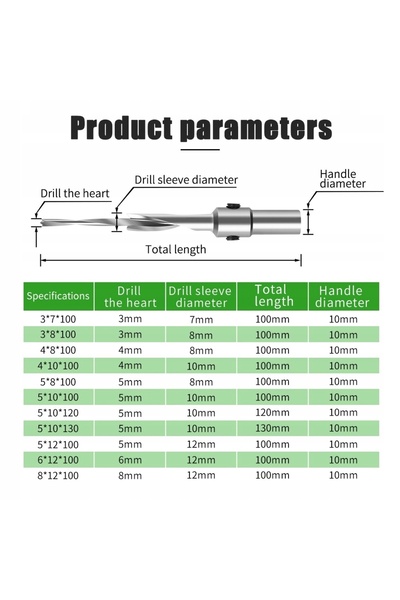 NO BRAND Burghiu în trepte HSS pentru prelucrarea lemnului, 5mm 10mm 130mm
