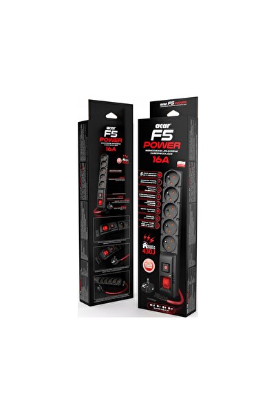 ACAR Prelungitor F5 Power 1.5m 16A (5 prize) Negru
