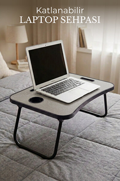 Nandy Home Portatif Katlanır Laptop Sehpası Tablet Telefon ve Bardak Tutuculu...