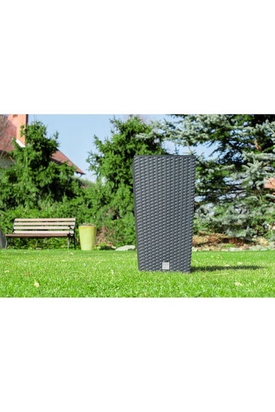 Deco4Home Jardinieră ghiveci de grădină antracit înaltă ratan balcon 42cm ins...