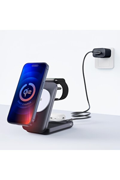 NO BRAND Încărcător wireless 3 în 1 3mk MagRocket 15W Qi2 MPP Negru
