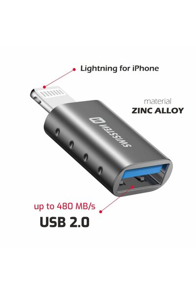 NO BRAND Adaptor OTG LIGHTNING (măsculin) / USB-A (feminin) 480 MB/s USB 2.0
