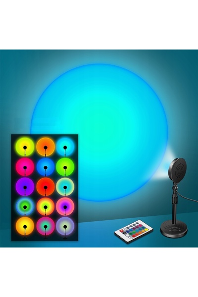 NO BRAND Proiector Apus de Soare RGB LED Lampă Decorativă Telecomandă Multico...
