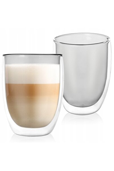 Orion 2x Pahar termoizolant cu perete dublu din sticlă, pentru cafea, ceai, l...