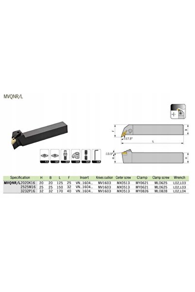 NO BRAND Cuțit de strung modular MVQNL 2020 pentru VNMG16, stângaci