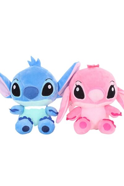OEM Set de 2 jucarii de plus - personaje din Lilo si Stitch, 25 cm, albastru/roz