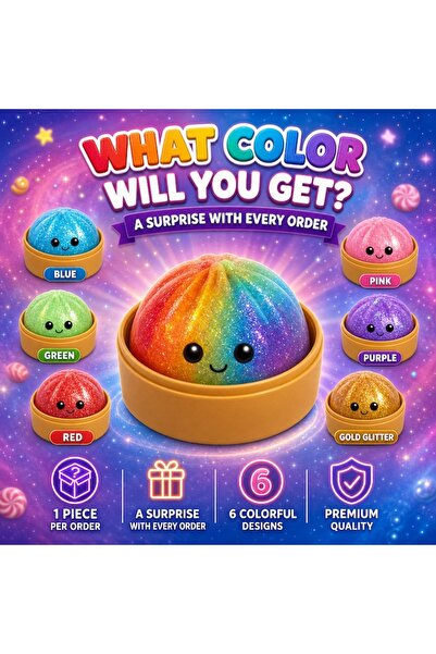 OEM Squishy Dumpling cu Sclipici Curcubeu, Jucărie Antistres Kawaii Drăguță