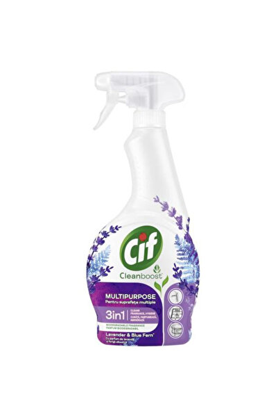 Cif Σπρέι πολλαπλών επιφανειών 3 σε 1 - Cleanboost Λεβάντα & Μπλε Φτέρη, 500 ml