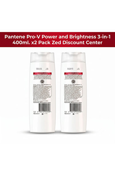 Pantene Pro-V Putere și Strălucire 3-în-1 Șampon + Balsam + Tratament 400ml. Pachet de 2