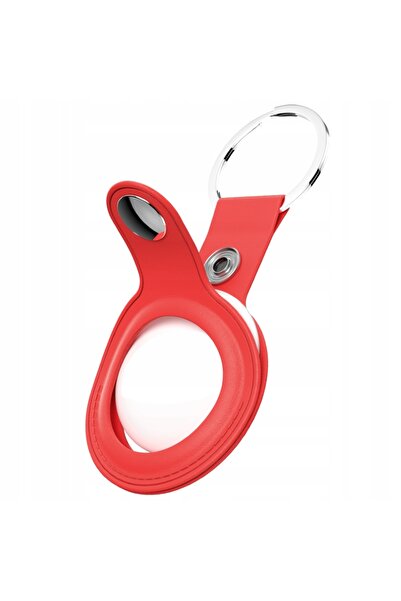 NO BRAND Husă din piele tip breloc KeyBudz pentru tracker AirTag, roșu, 2 bucăți