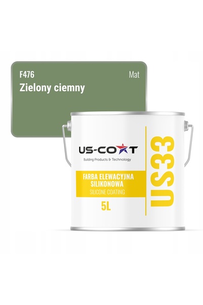 NO BRAND Vopsea siliconică pentru fațade 5L Verde închis F476 Rezistentă la UV