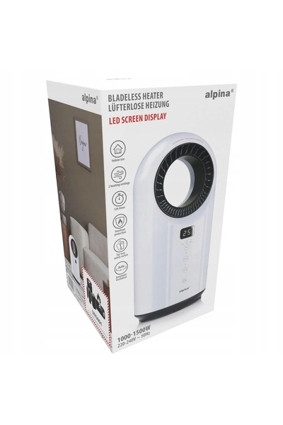 Alpina Aerotermă oscilantă 2 în 1, 1000-1500W, telecomandă, temporizator