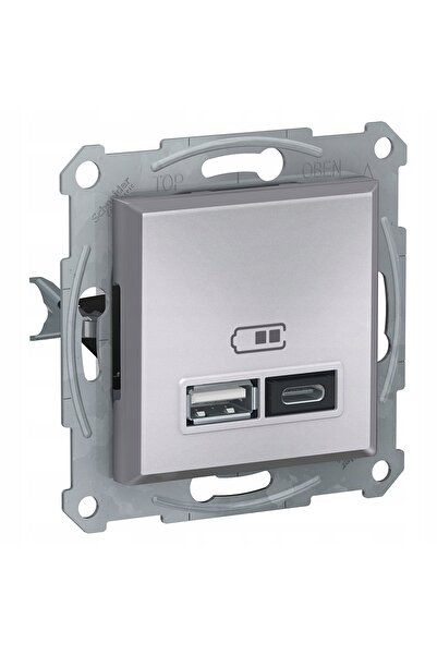 Schneider Electric Priză încărcător USB A+C SCHNEIDER ASFORA Oțel