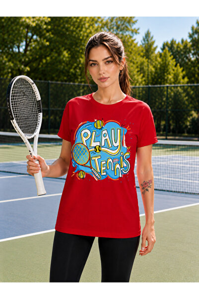 VODEXA Unisex Oversize Tennis Printed T-Shirt 100% Cotton Tennis Themed Comfo...