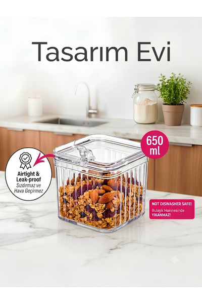 Tasarım Evi Airtight Acrylic Legume and Food Container with Locking Lid (650 ml)