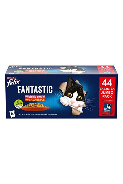 Felix Hrană pentru pisici Fantastic Village, gusturi asortate, 2 x (44 x 85 g)