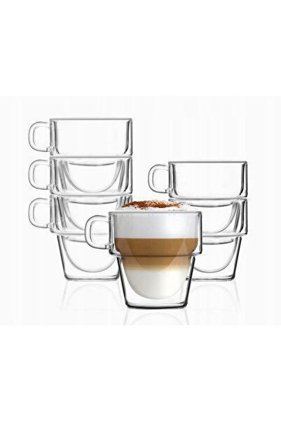 NO BRAND SET VIALLI 6 CĂNI TUMBLER AMO KAWY LATTE + LINGURIȚE AURII AUSTIN