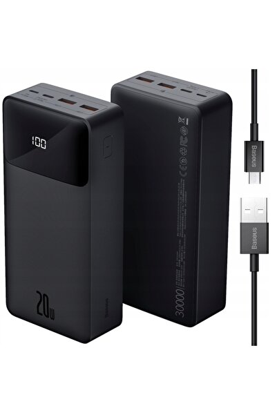 Baseus POWER BANK CU ÎNCĂRCARE RAPIDĂ 30000MAH 20W PD 3X USB USB-C QC SIGUR