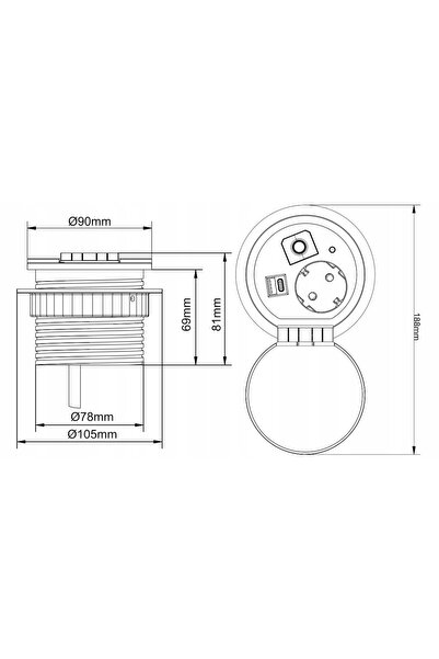 Orno Priză încorporată pentru mobilier 230V USB cu inducție