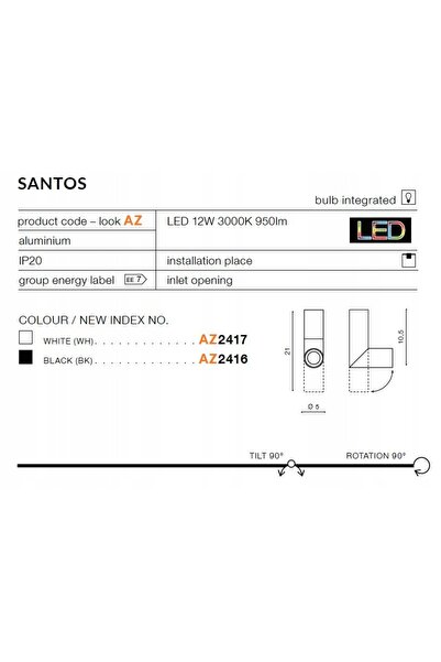 NO BRAND Lampă reflectorizantă Santos AZ2417 Azzardo