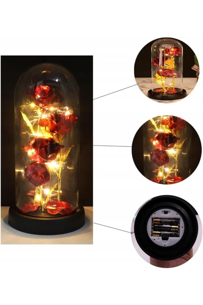 NO BRAND Trandafir etern în sticlă cu LED, cadou pentru ea, mamă, soție, Ziua...