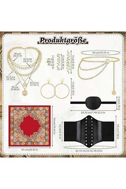 NO BRAND SET COSTUM DE PIRAT MEDIEVAL PENTRU FEMEI, 7 PIESE, PENTRU HALLOWEEN