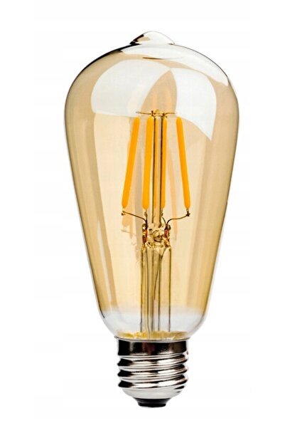 NO BRAND 10x Bec LED cu filament E27 ST64 6W, lumină caldă, stil vintage, cul...