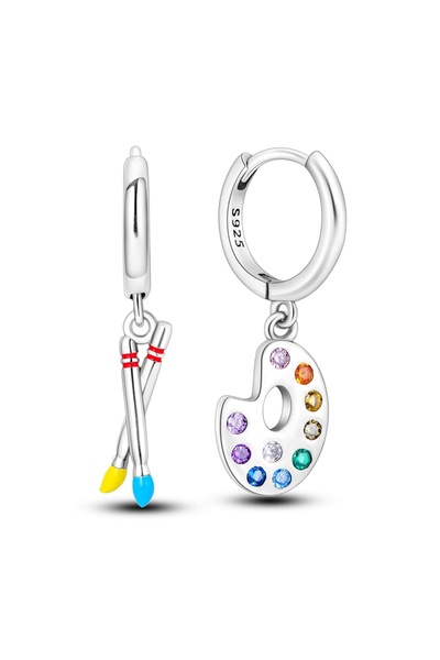 choice2 KTE091 925 Sterling Silver Hoops Earrings Zirconia Musical Notes Pain...