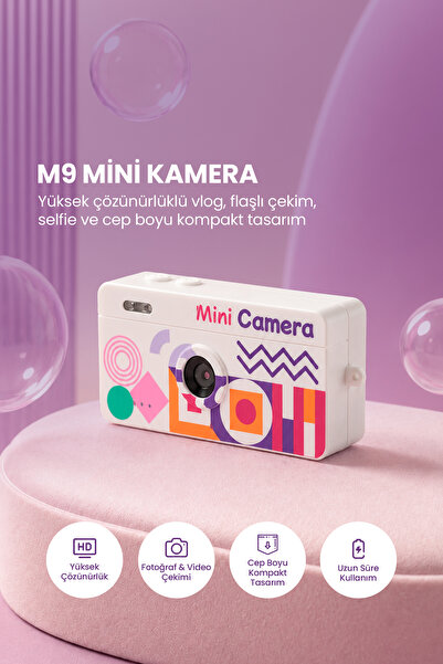Pikas Joyplus Mini Anahtarlık Dijital Fotoğraf Makinesi Retro Filtreli Mini Video Kamera M9