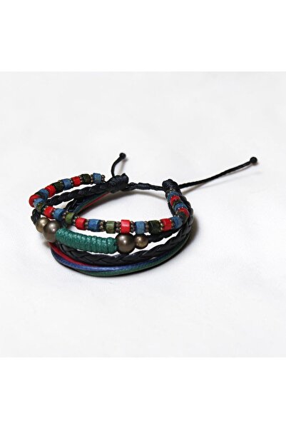 DEHNA Handmade Multi-Layer Unisex Bracelet with Wooden Beads Adjustable Bohem...
