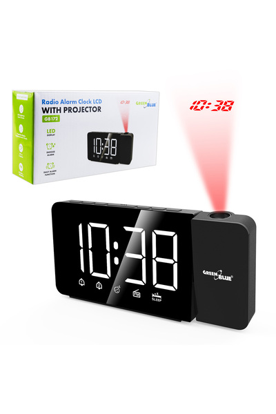 Greenbluespice Radio-ceas cu alarmă GreenBlue GB172 cu proiector LED FM, alim...