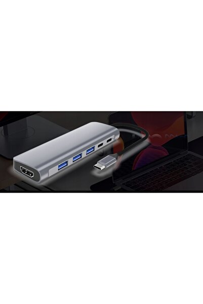 NO BRAND ADAPTOR HUB 6 în 1 USB-C PD 100W 3x USB 3.0 HDMI 4K