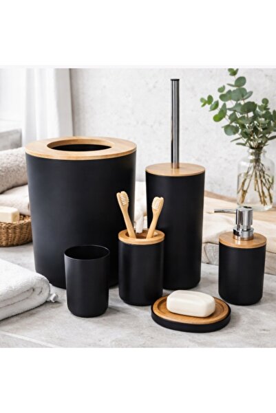 Brunbeste SET ACCESORII BAIE COȘ NEGRU PERIE DE TOALETĂ SUISETĂ PENTRU SĂPUN ...