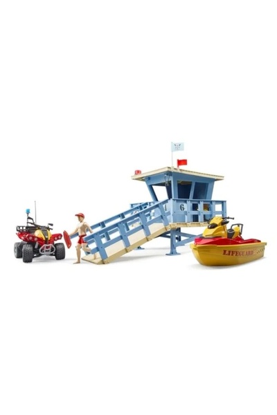 Bruder Stație de plajă pentru salvator acvatic plus quad și jet ski 62780