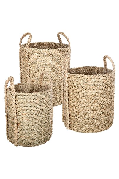 Atmosphera Coș împletit modern BOHO cu mânere, husă decorativă pentru flori.