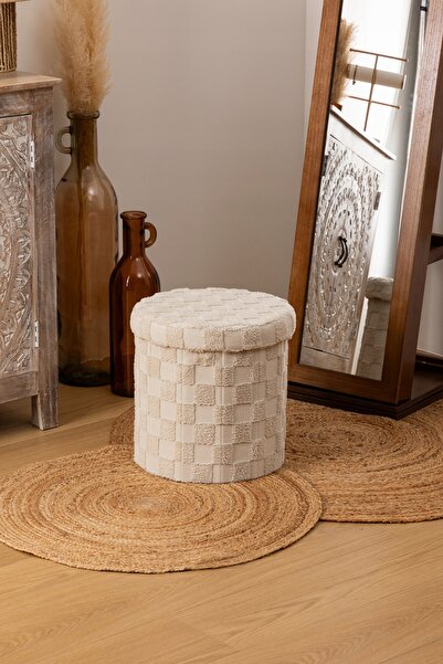 Atmosphera Puf pliabil cu capac, alb, Pasti, elegant, pentru sufragerie sau d...