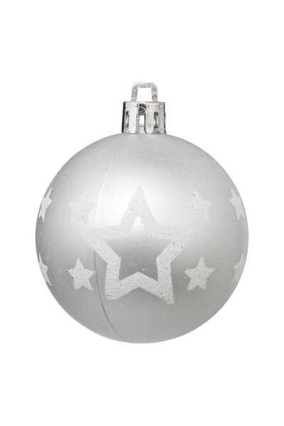 Atmosphera BOMBKI DECORATIV DIN PLASTIC CU Sclipici Ø 6 CM ARGINTIU 7,2 CM