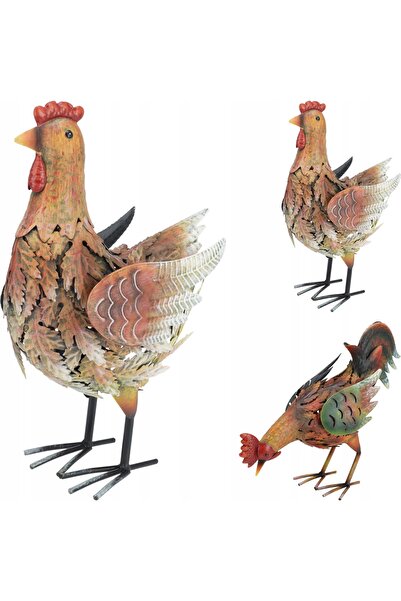 Home Styling Collection Figurină de grădină metalică COLORATĂ Găină 34cm Deco...