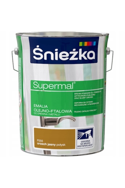 Śnieżka SUPERMAL EMALIA OLEJNO PHALATIC PENTRU LEMN METAL NUT BRIGHT F555 5L