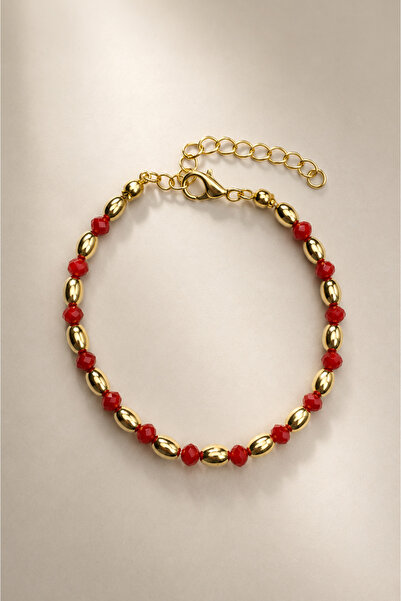Alexis Carrel Mona Gold Red Beaded Women's Bracelet