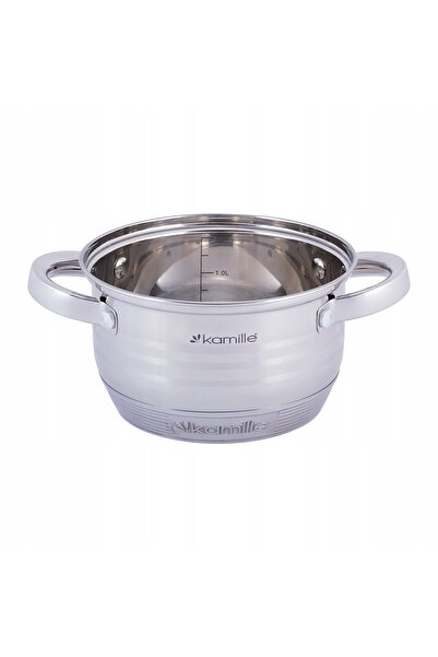 Kamille Vas de gătit cu capac, tradițional, 1,5L, din oțel, 16cm, pentru indu...