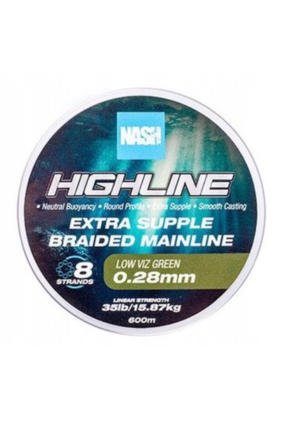 Nash Plecionka Highline Extra Supple Braid 0,28mm 600m Verde Lungime (m): 6