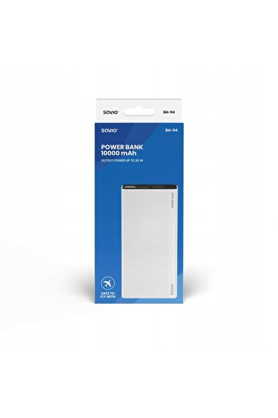 Savio POWERBANK RAPID 10000 mAh 20W BA-04 Afișaj LED USB-C PW QC 2x USB