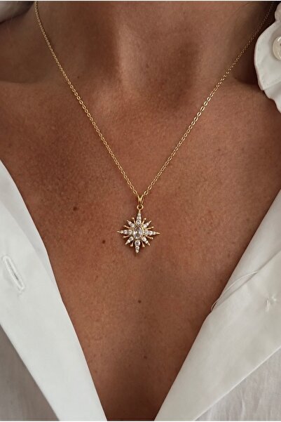 Lavian Accessories Çelik Kuzey Yıldızı Zirkon Taşlı Kolye