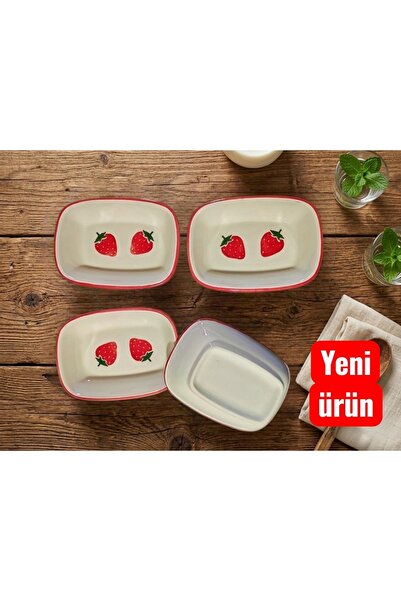 Ganita home Tabak Kayık Rectangular Presentation & Breakfast Snack Set 4 Piec...